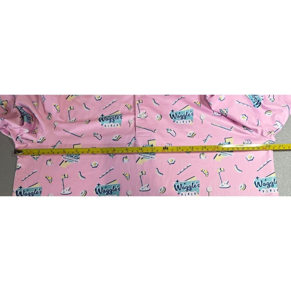 Waggle Mens M Pink Novelty Print Diner Polo Shirt - Picture 6 of 10